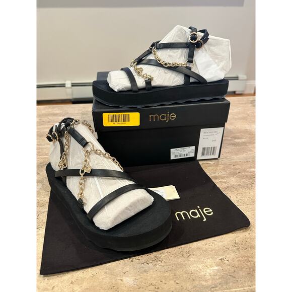 NEW Maje Frankie Charm Platform Sandal Black size 40 - Picture 10 of 12